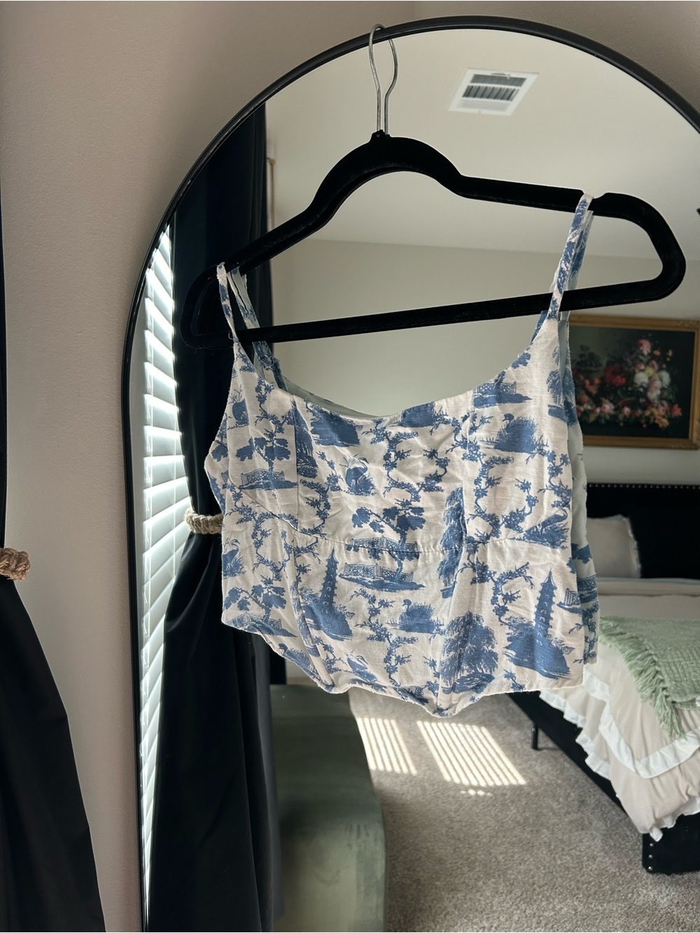 Blue Toile Cropped Cami Top